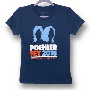 Busted Tees Size M Navy Blue Poehler Fey 2016 Election Humor Fitted Womens Tee